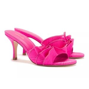 BRAND NEW Larroude Collette Ruffle Hi Heel  In Magenta Raffia SIZE 8.0 fits 7.5